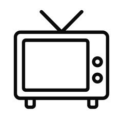 Retro television outline illustration on white background  