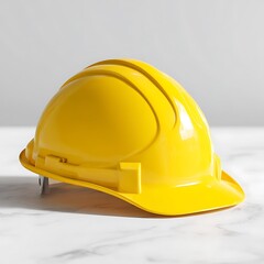 Fototapeta premium Yellow Hard Hat Safety Gear Captured in Minimal Studio Lighting