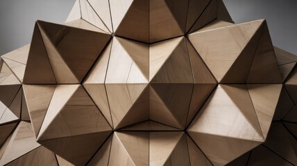 Geometric cardboard sculpture with interlocking triangular forms