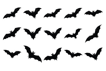 silhouettes of bat icon set