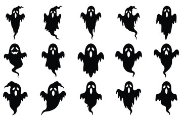 Obraz premium Halloween Ghost spooky icon set