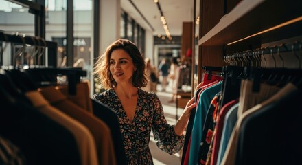 Woman shopping in a clothing store