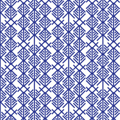 seamless geometric pattern, repeating geometric pattern, hemp leaf, six-pointed star, hexagon and triangles, Asanoha pattern, deep blue color, symbolic motif, branching lines, textured look