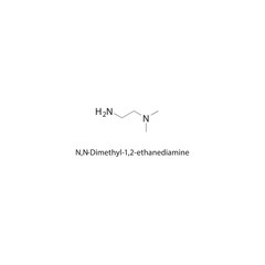 N,N-Dimethyl-1,2-ethanediamine skeletal structure. Diamine compound schematic illustration. Simple diagram, chemical formula.