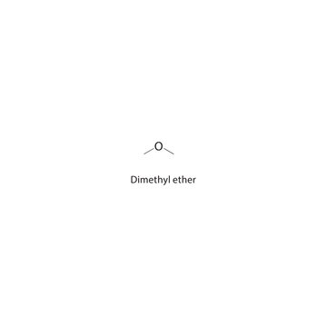 Dimethyl ether skeletal structure. Ether compound schematic illustration. Simple diagram, chemical formula.
