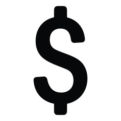 Naklejka premium Silhouette black vector vector art of dollar sign isolated on white background