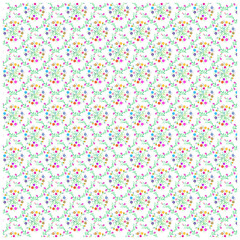 Colorful Floral Seamless Pattern  on White Background.