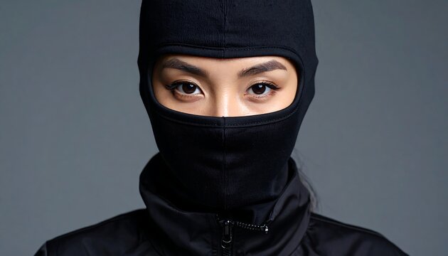 Close-up of woman wearing balaclava