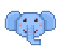Pixel illustration of a cute elephant face