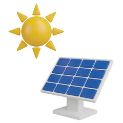 Solar panel illustration with sun rays shining above, symbolizing renewable energy and sustainability, showcasing the importance of green technology in modern society