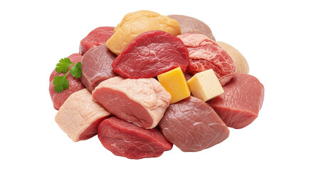 Isolated Assorted Raw Meat