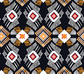 Seamless Pattern Geometric Motifs, Ideal For Textiles And Backgrounds.