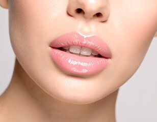 Fototapeta premium Close-up of woman's lips and teeth. Healthy, beautiful smile