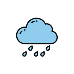 A charming illustration of a fluffy cloud and raindrops. A simple yet pleasing image.
