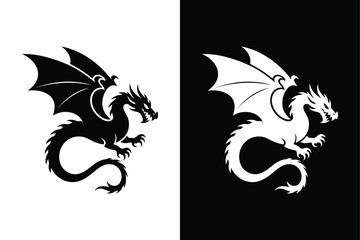 Dragon icon vector on White Background ,Vector Art Illustration on white background.