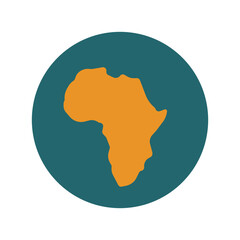 Map silhouette of Africa with vibrant colors