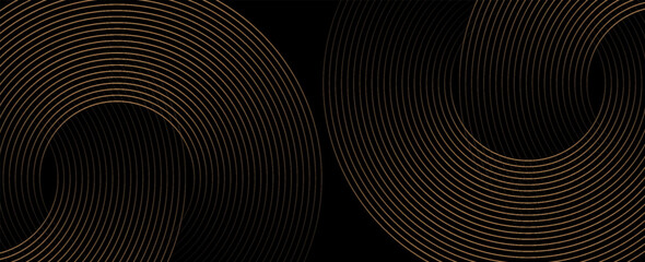 gold geometric abstract background overlapping layers on bright space with line effect decoration. Circle style concept modern graphic design element for banner, flyer, card. vector