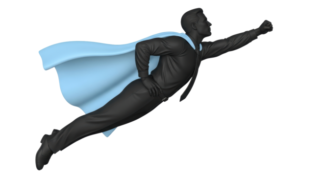 Isolated Flying Superhero