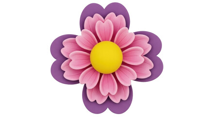 Isolated Flower with Pink Petals and Purple Base