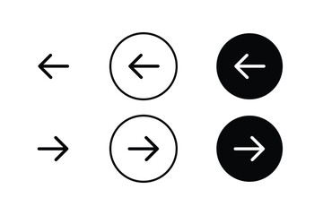 Rounded Arrow Icon Set &ndash; Left, Right, Backward & Forward Symbols with Circle Enclosures
