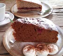 chocolate cake and coffee