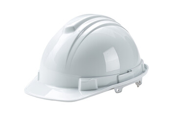 Fototapeta premium Glossy white safety helmet, angled view