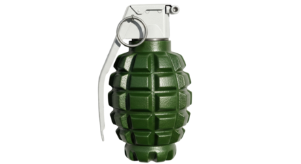 Isolated Green Hand Grenade with Safety Pin