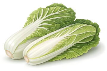 Two fresh napa cabbages isolated on a white background