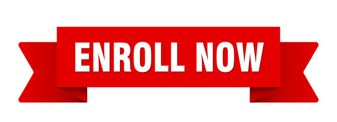 enroll now ribbon isolated on transparent background. enroll now ribbon