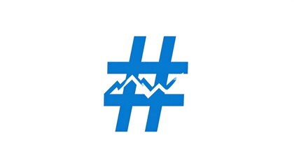 Obraz premium Blue hashtag with mountain graphic