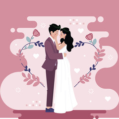 Charming Couple Artwork – Emotional Romance Vector Illustration