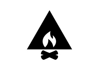 Fototapeta premium High-Demand Black Campfire Tent Icon for Outdoor Graphic Designs, Adventure Logos, and Camping Merchandise Prints