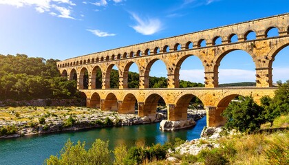 Fototapeta premium Ancient stone bridge over a river (2)