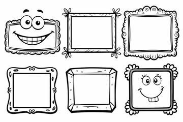 Hand drawn rectangle and square frame outlines in minimalist line art style. Vector illustration ideal for design borders, text highlights, scrapbooks, and invitations