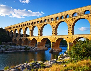 Fototapeta premium Ancient stone bridge over a river