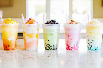 Matcha Bubble Tea with Gold Leaf and Tapioca Pearls