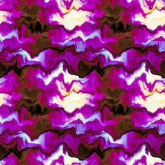 Moody ombre blur tie dye effect seamless pattern. Wavy liquid paint flow background in bold hippy style. Striped textur for continuous design.