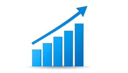 Blue upward trend graph