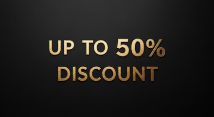 Fototapeta premium Discount banner with up to 50 percent off text