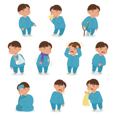 Kids Sickness Vector Illustration Collection