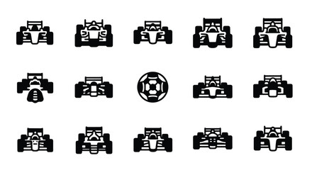 Solid black silhouette sports icon set  -  soccer ball icon isolated on white background