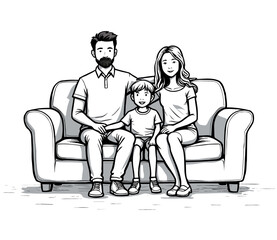 Family Sitting on Sofa