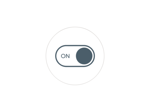 Stylized toggle switch in the 'on' position, simple and modern design, perfect for web interface elements on transparent background