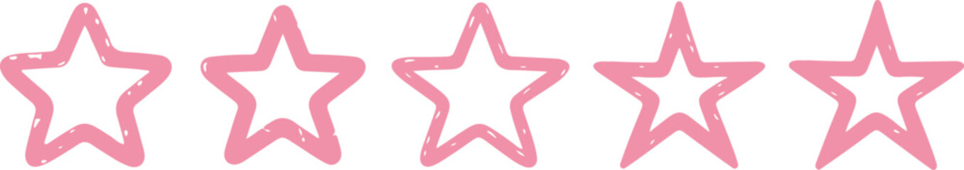 Five pink outline stars arranged horizontally, representing a rating or achievement.