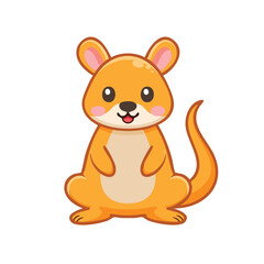 A Cute Cartoon of A Kangaroo with a smiling Expression 