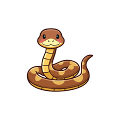 Fototapeta premium A cute cartoon snake in a coiled position, showcasing its detailed scales and charming appearance. The snake is smiling and ready to engage