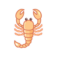 Obraz premium A cute illustration of a scorpion with a light orange tone and cartoon look. The scorpion is looking straight forward