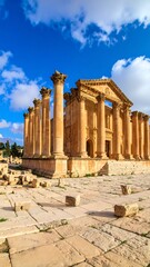 Obraz premium Ancient temple ruins under a vibrant sky