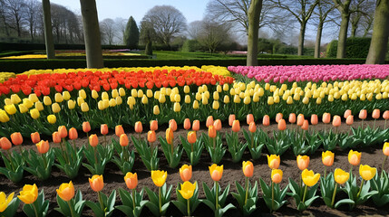 parterre de tulipes au printemps