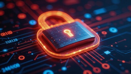 A holographic cybersecurity solution showcases encrypted data paths and an unlockable decryption mechanism for secure access